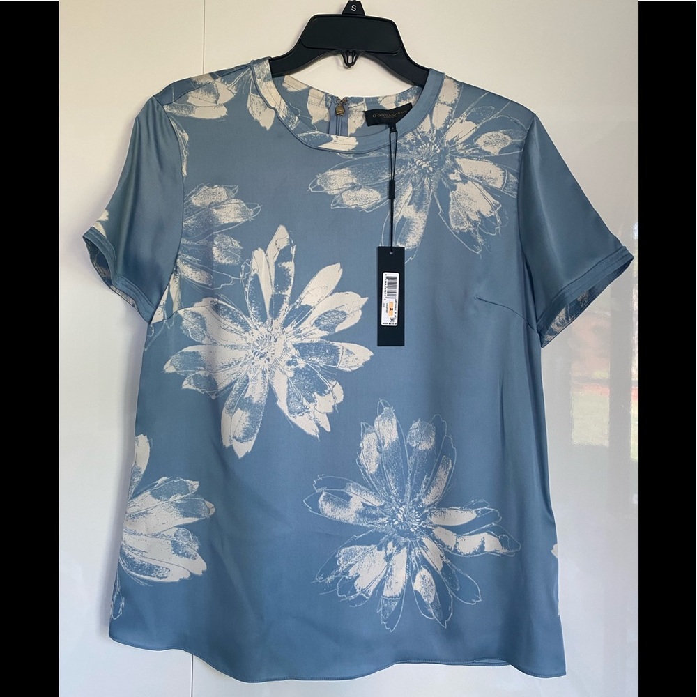 Donna Karan printed top light blue S